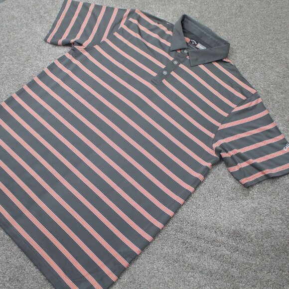 Callaway Polo Shirt Mens 2XL XXL Gray/Orange Striped Opti-Dri S/S Stretch Golf - Picture 3 of 12